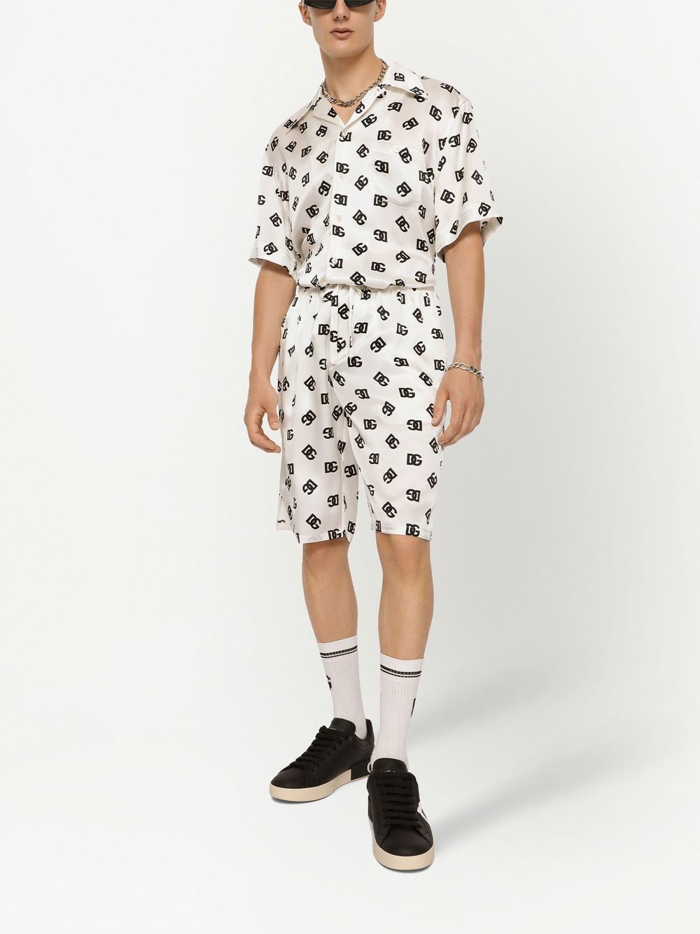 Dolce & Gabbana DG Monogram Silk Track Shorts - image 2