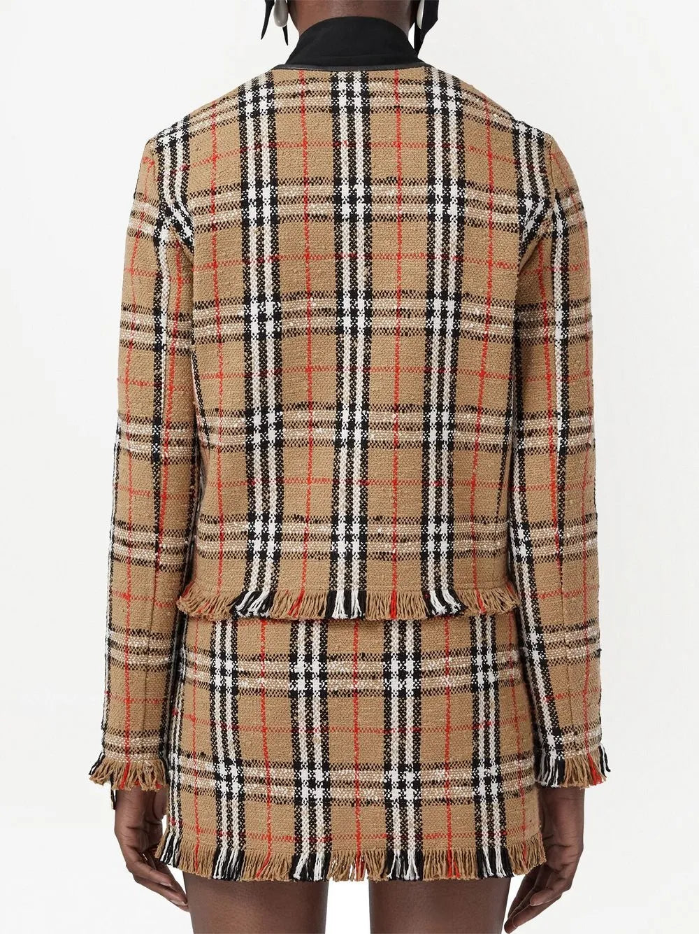 Burberry Vintage Check Tweed Fringe Jacket - image 6