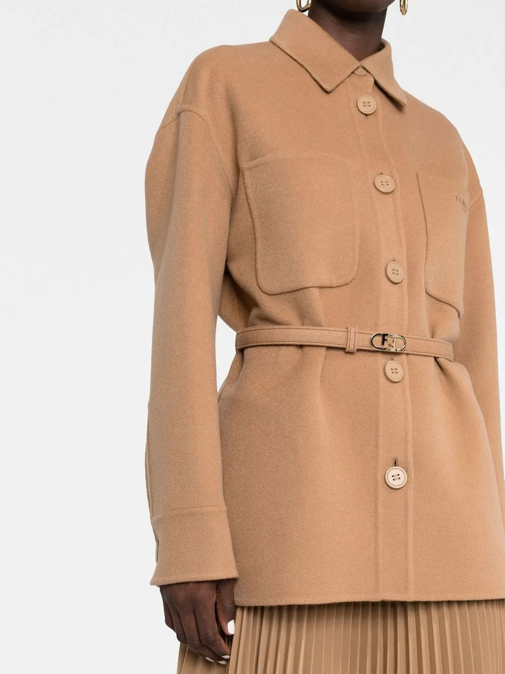 Fendi Camel Belted Overshirt Jacket - image 3
