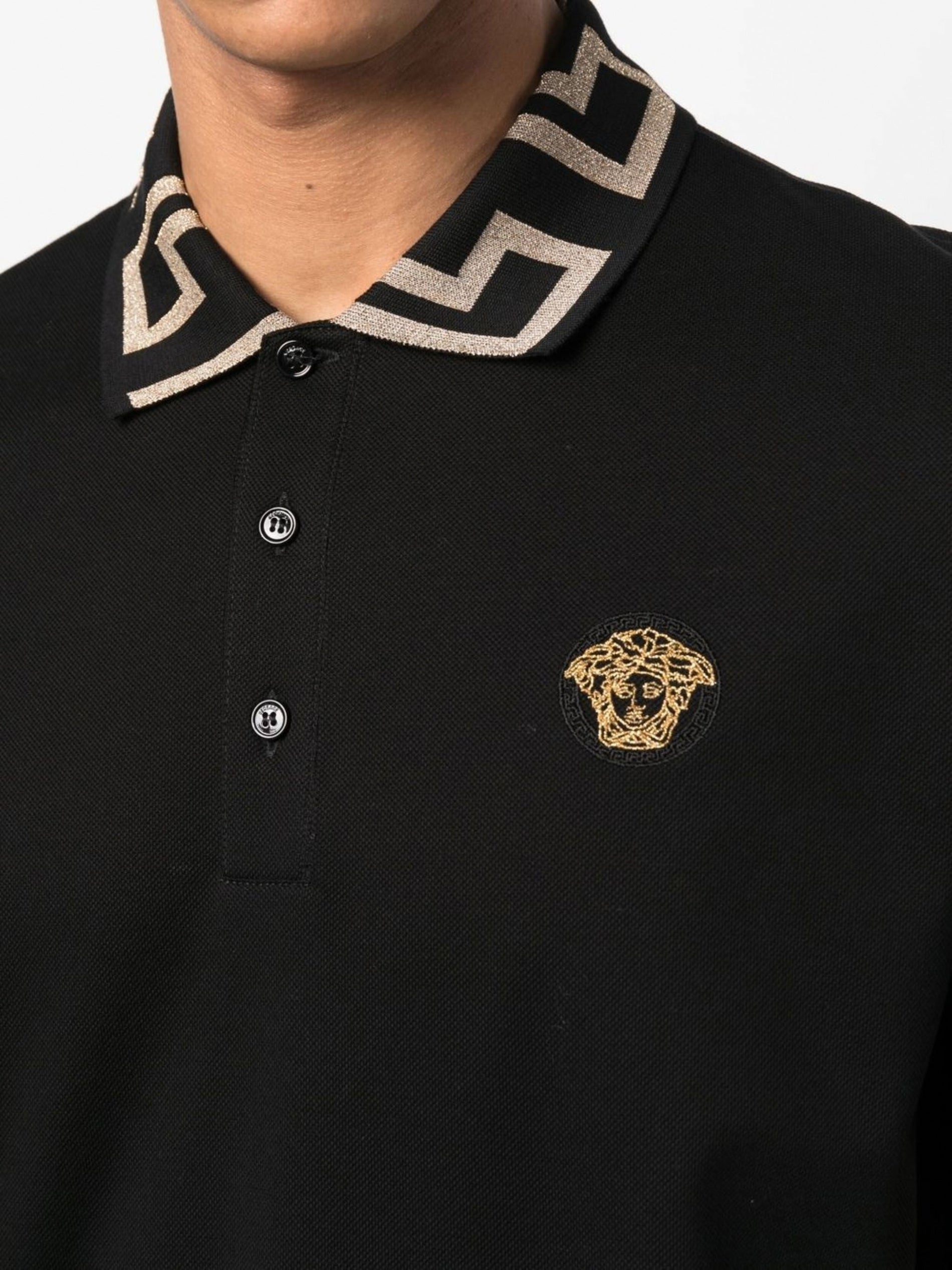 Versace Embroidered Cotton Piqué Polo - image 5