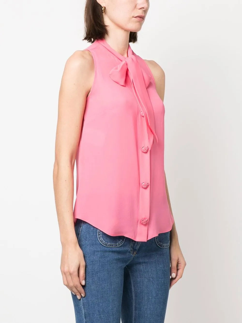 Moschino Silk Bow Blouse in Pink - image 3