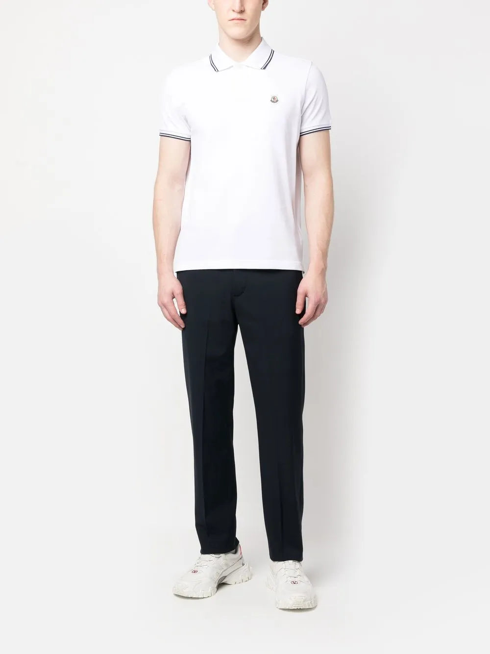 Moncler Moncler White Polo Shirt with Contrast Navy Trim - image 2