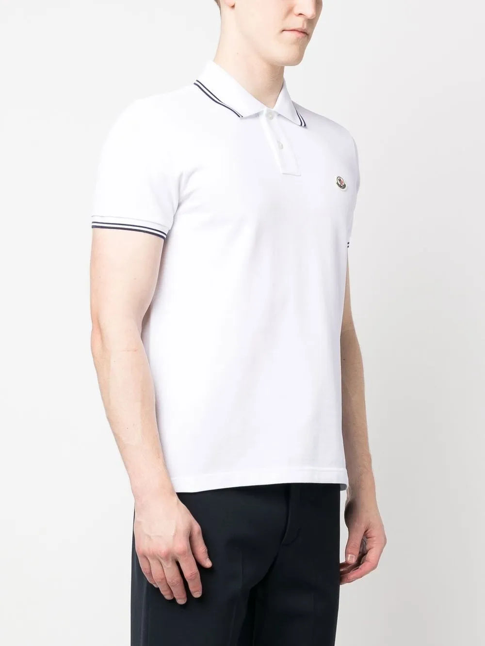 Moncler Moncler White Polo Shirt with Contrast Navy Trim - image 3