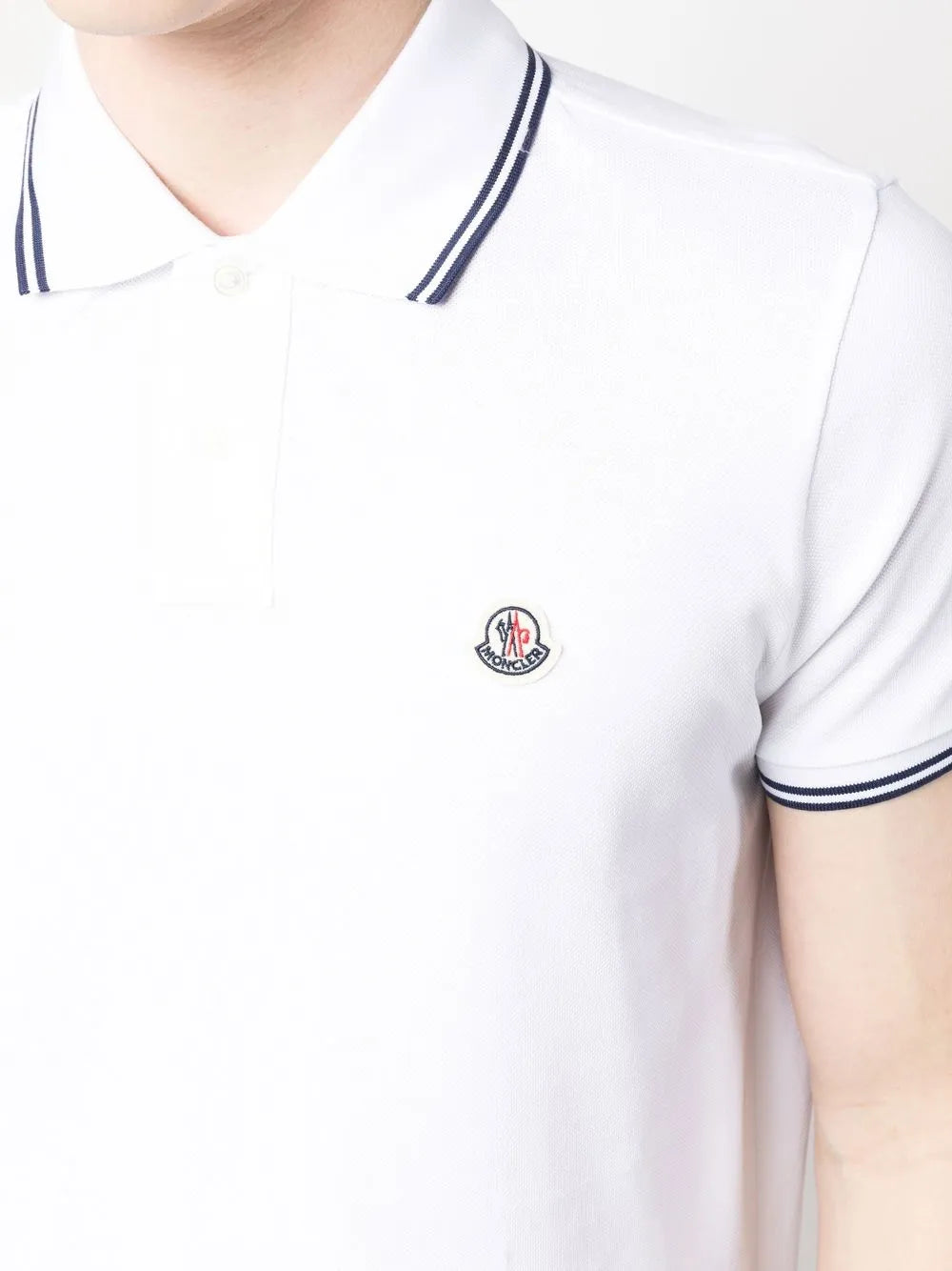 Moncler Moncler White Polo Shirt with Contrast Navy Trim - image 7
