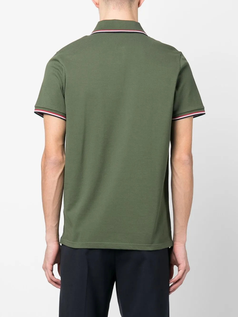 Moncler Moncler Olive Green Polo Shirt with Signature Tricolor Trim - image 6
