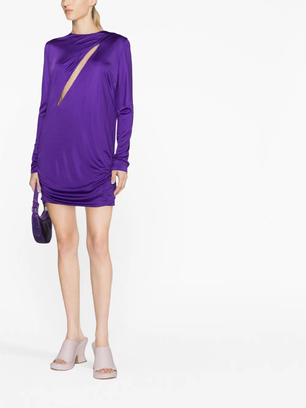 Versace Draped Cut-Out Mini Dress - image 6