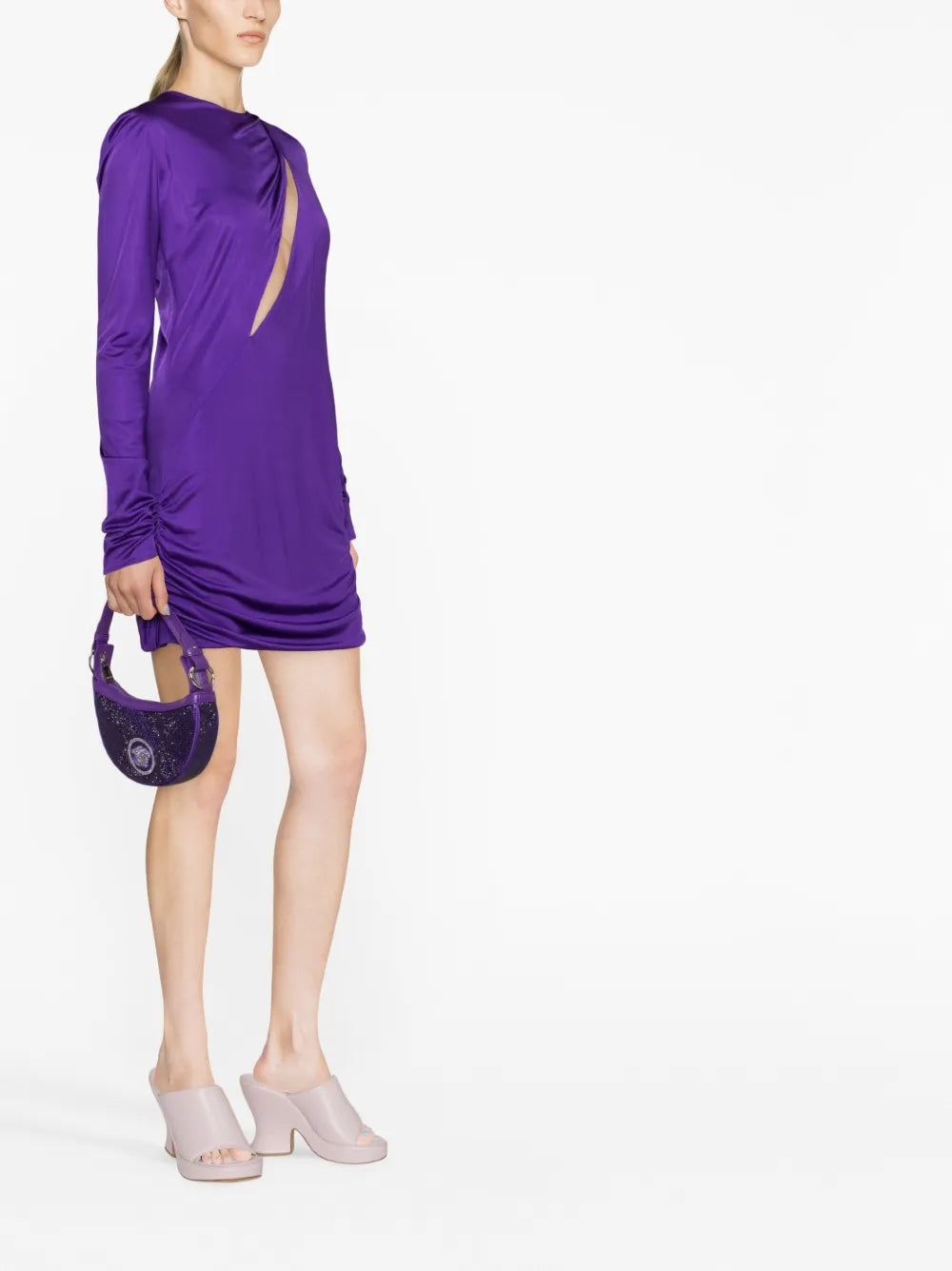 Versace Draped Cut-Out Mini Dress - image 2