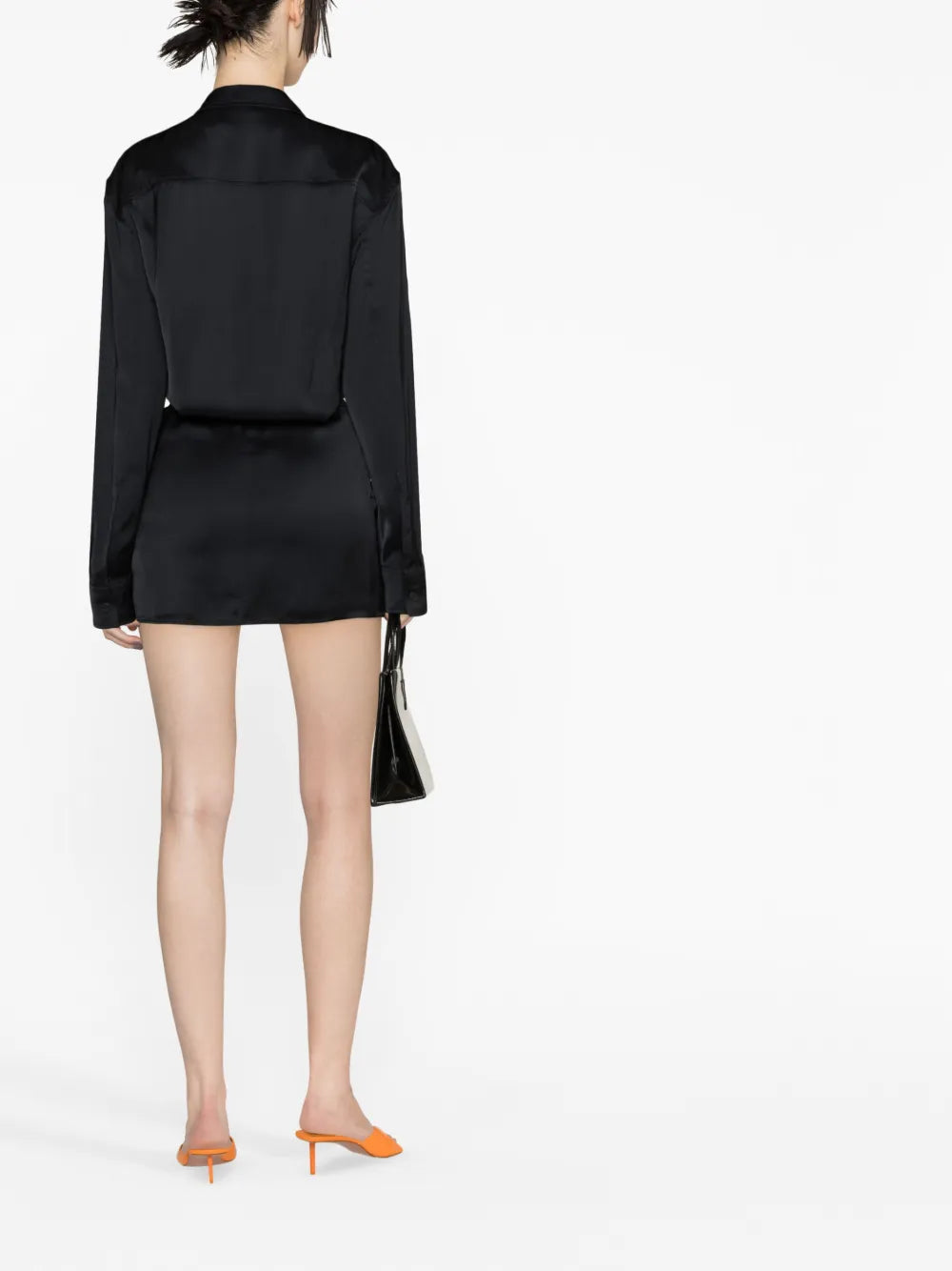 Off-White Draped Satin Shirt Dress - image 6