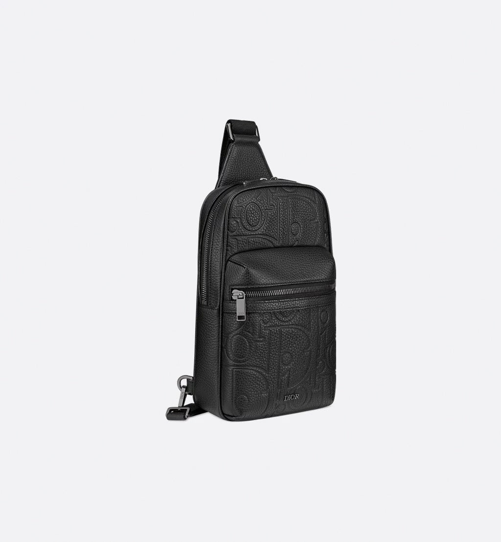 Dior Oblique Embossed Leather Sling Bag (Black) - image 3