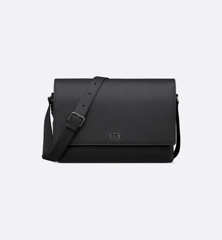 Dior Minimal CD Logo Leather Messenger Bag (Black)