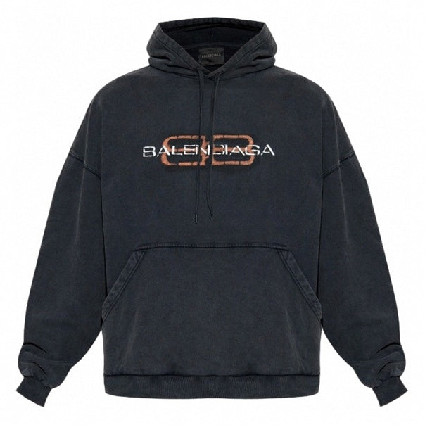 Balenciaga Black Vintage Logo Oversized Hoodie