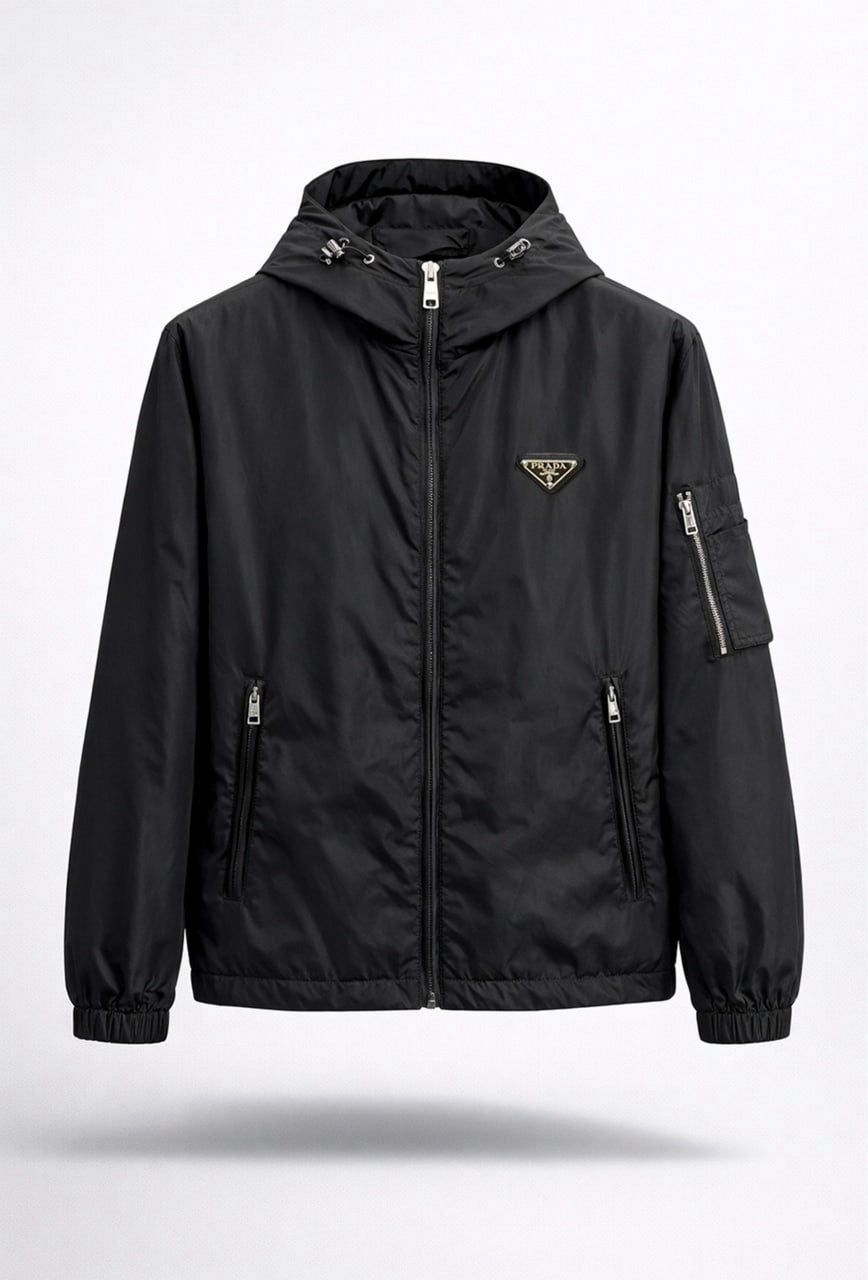 Prada Re-Nylon Hooded Zip Jacket