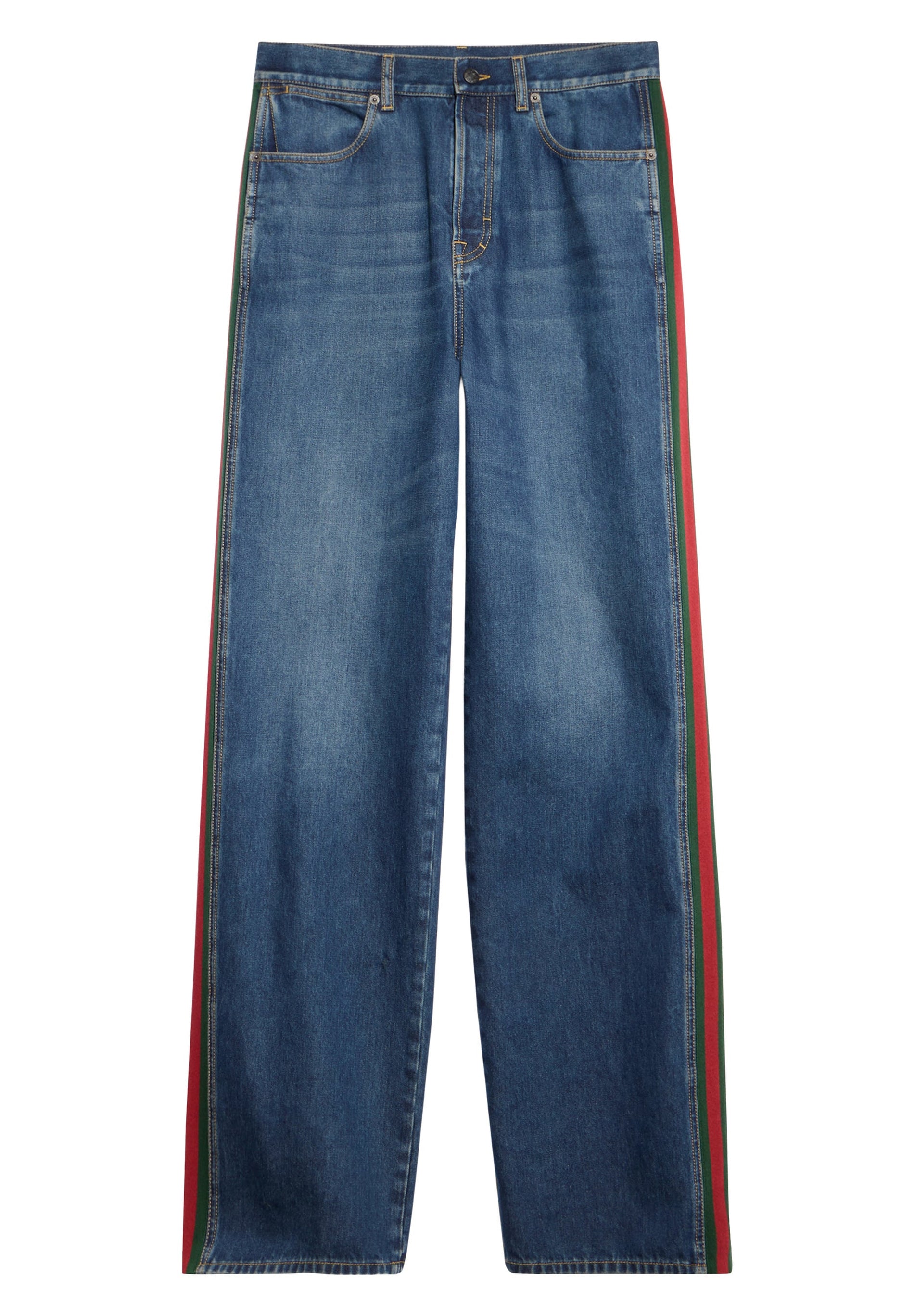 Gucci Cotton Denim Pants With Web Insert