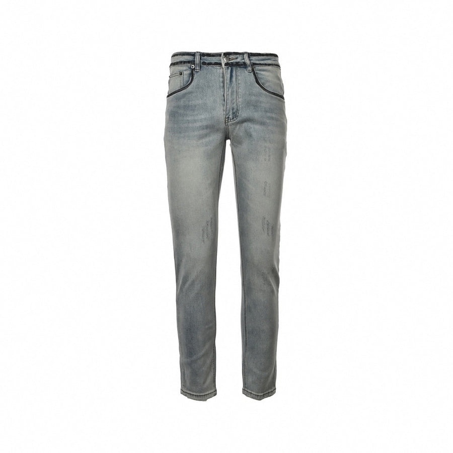 Prada Men's Washed Grey Distressed Denim Jeans