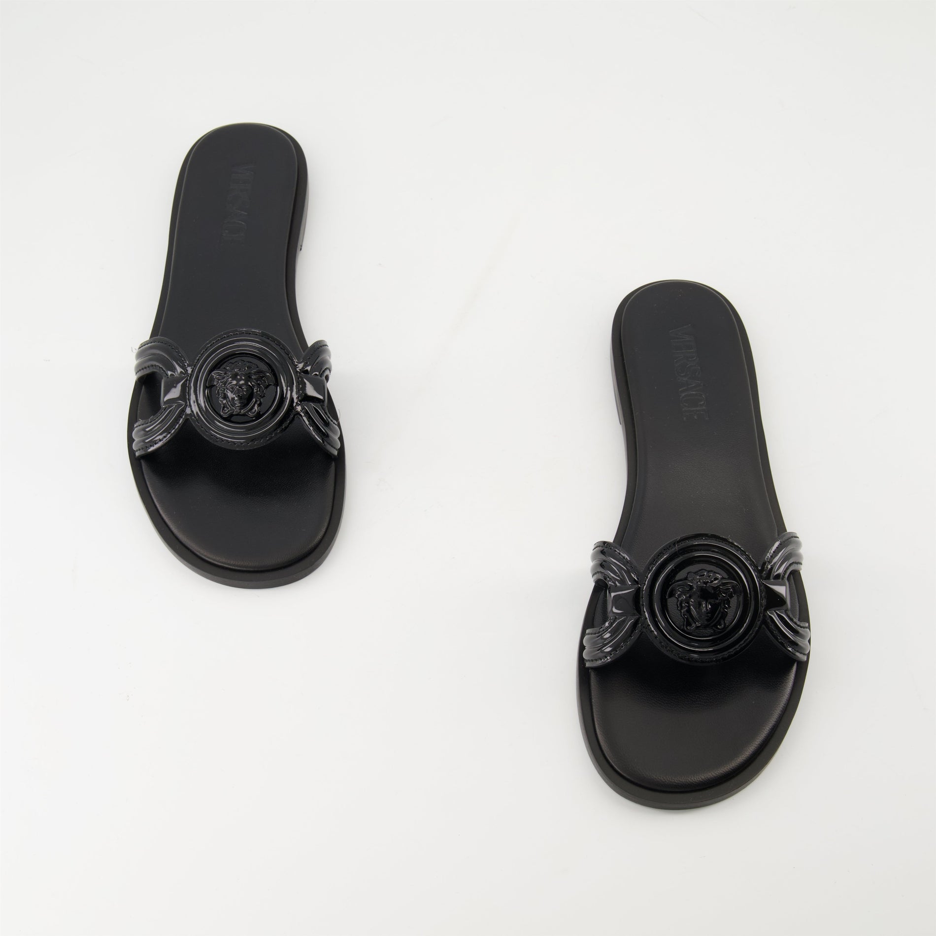Versace La Medusa Flat Slide Sandals - image 6