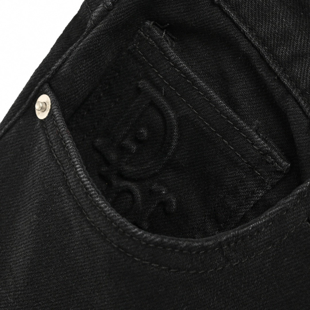 Dior Black Slim-Fit Jeans with Embroidered Logo Detail - image 7