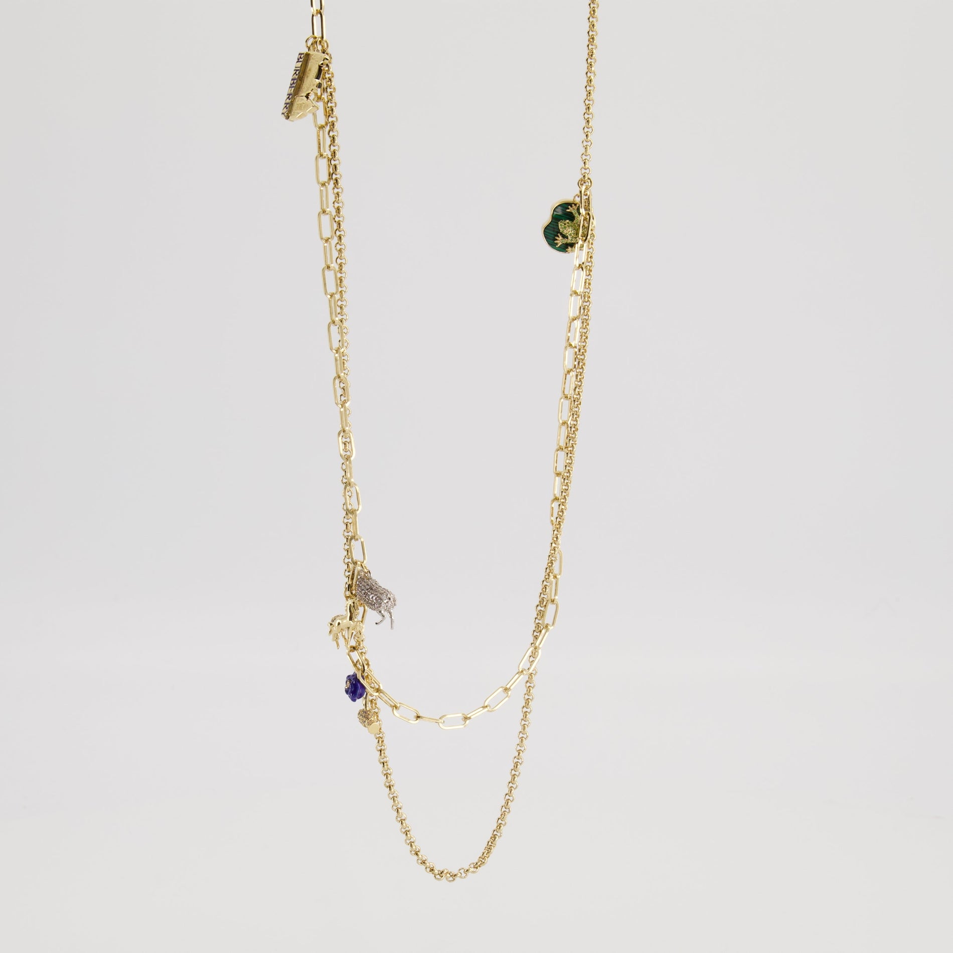 Burberry Layered Charm Chain Necklace with Gem Accent - image 2