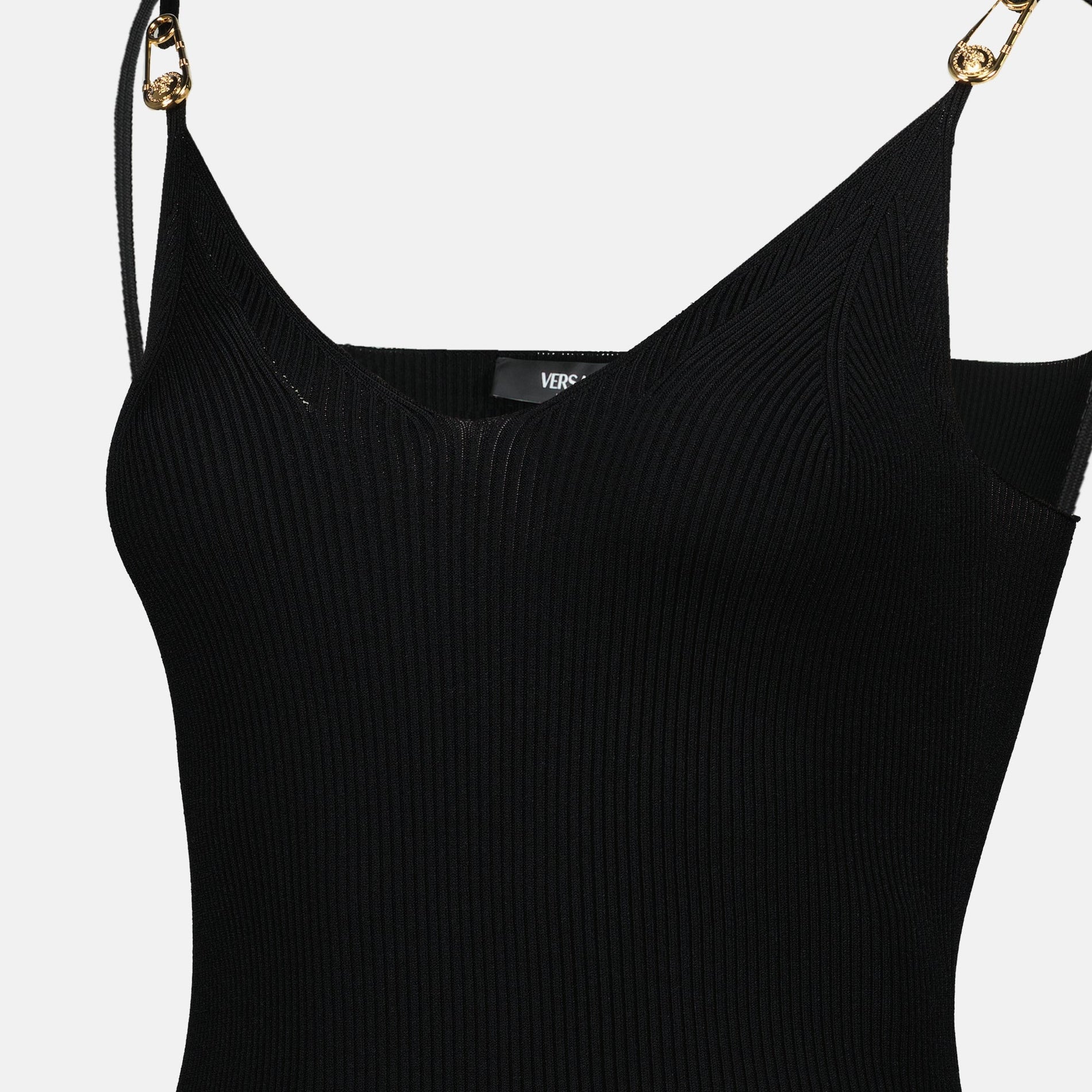 Versace Ribbed Knit Maxi Slip Dress - image 5