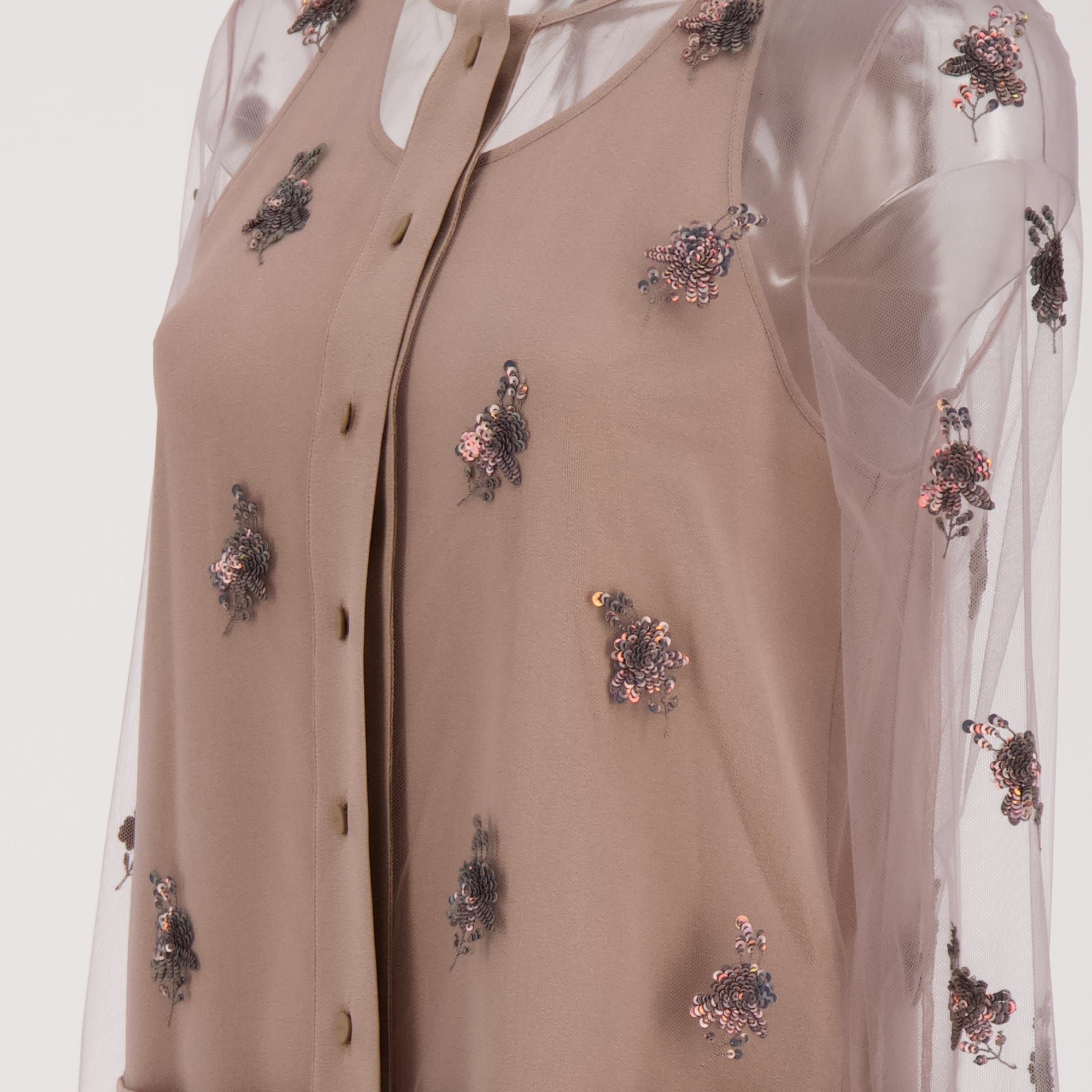 Fendi Embellished Sheer Overlay Shirt Dress - image 3
