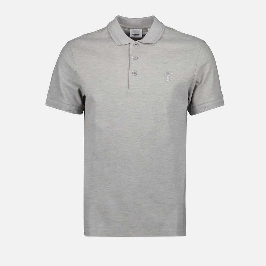 Burberry Grey Polo with Tonal TB Monogram