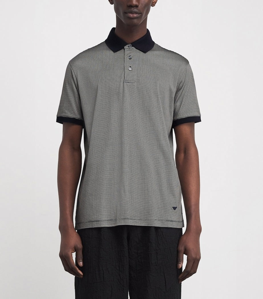 Emporio Armani Lyocell-Cotton Micro Print Polo Shirt - image 2
