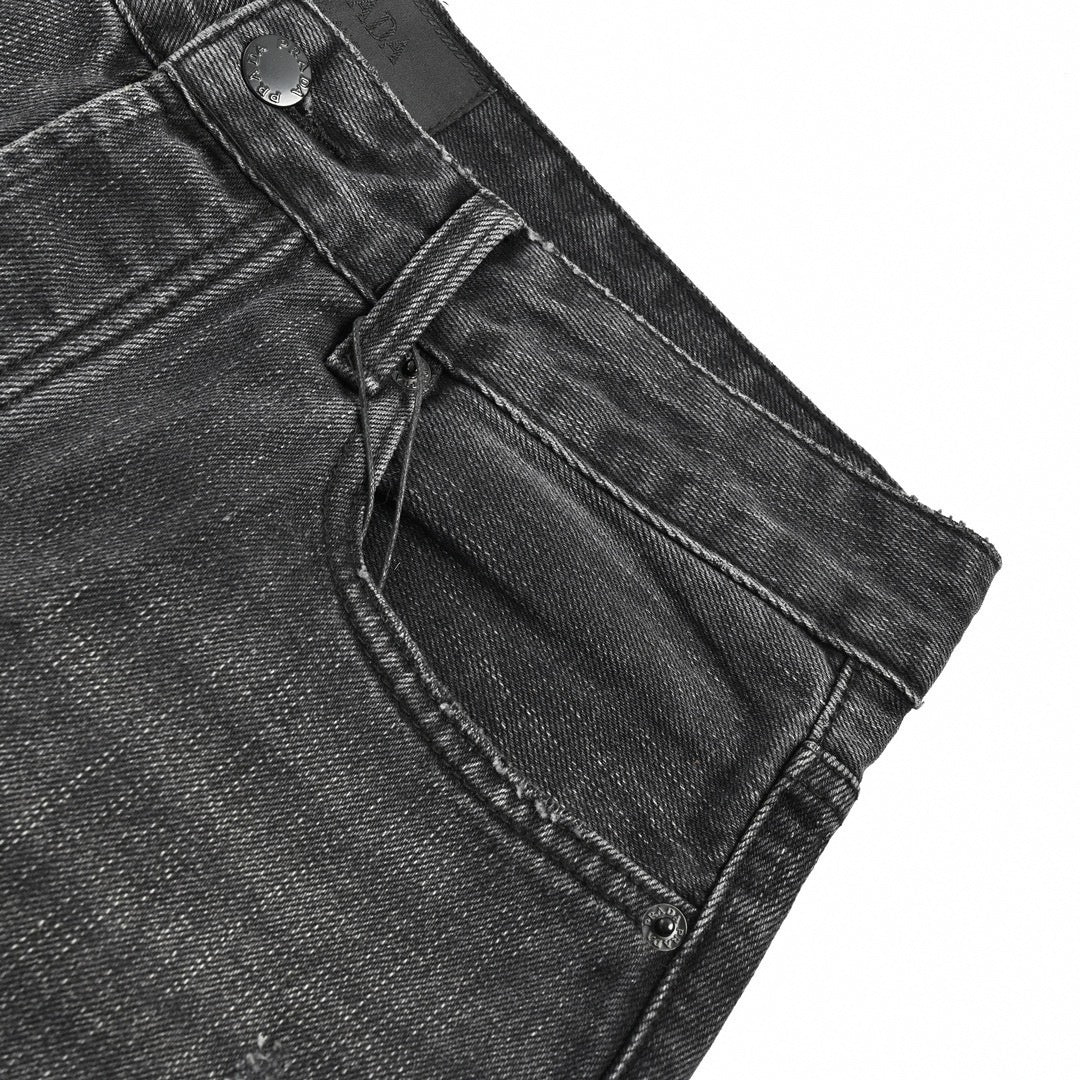 Prada Distressed Black Denim Jeans with Embroidered Back Logo - image 5