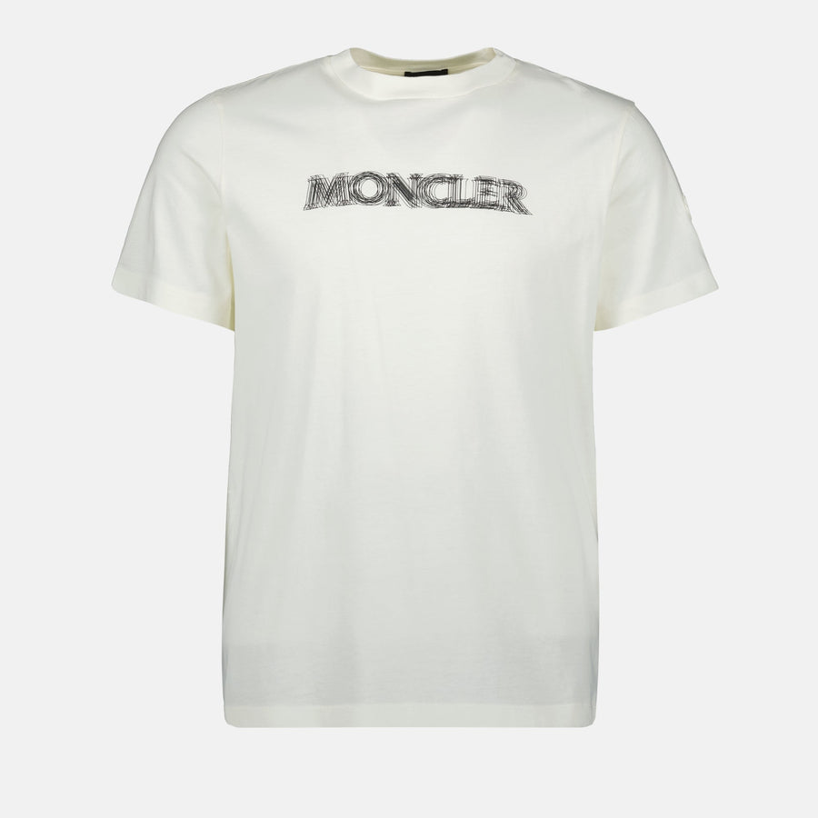 Moncler White Blurred Logo T-Shirt