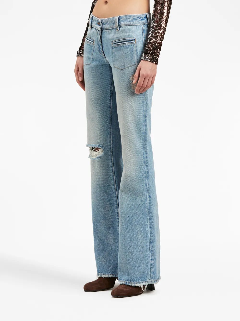 Palm Angels Distressed Flared Denim Jeans - image 6