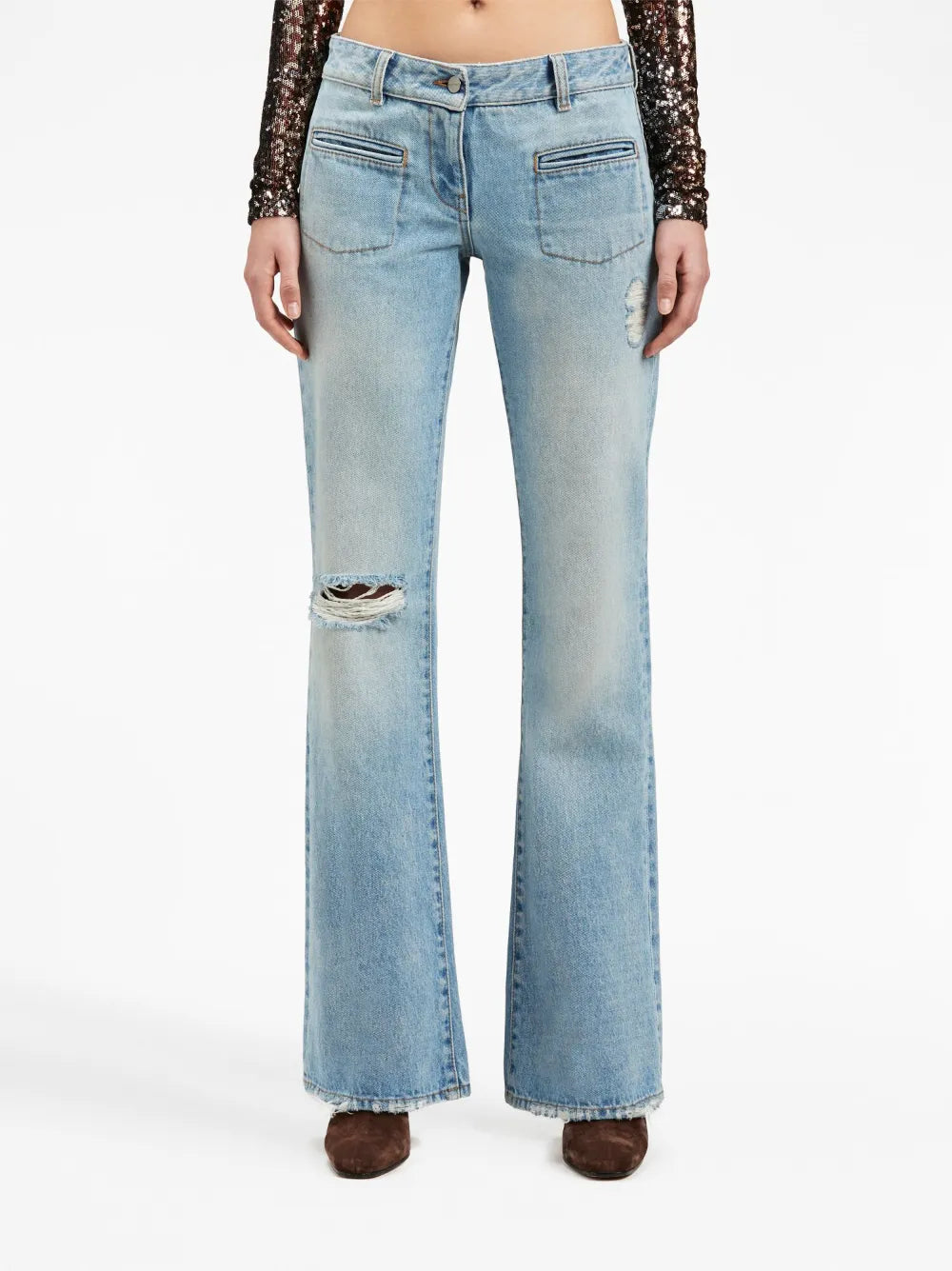 Palm Angels Distressed Flared Denim Jeans - image 3