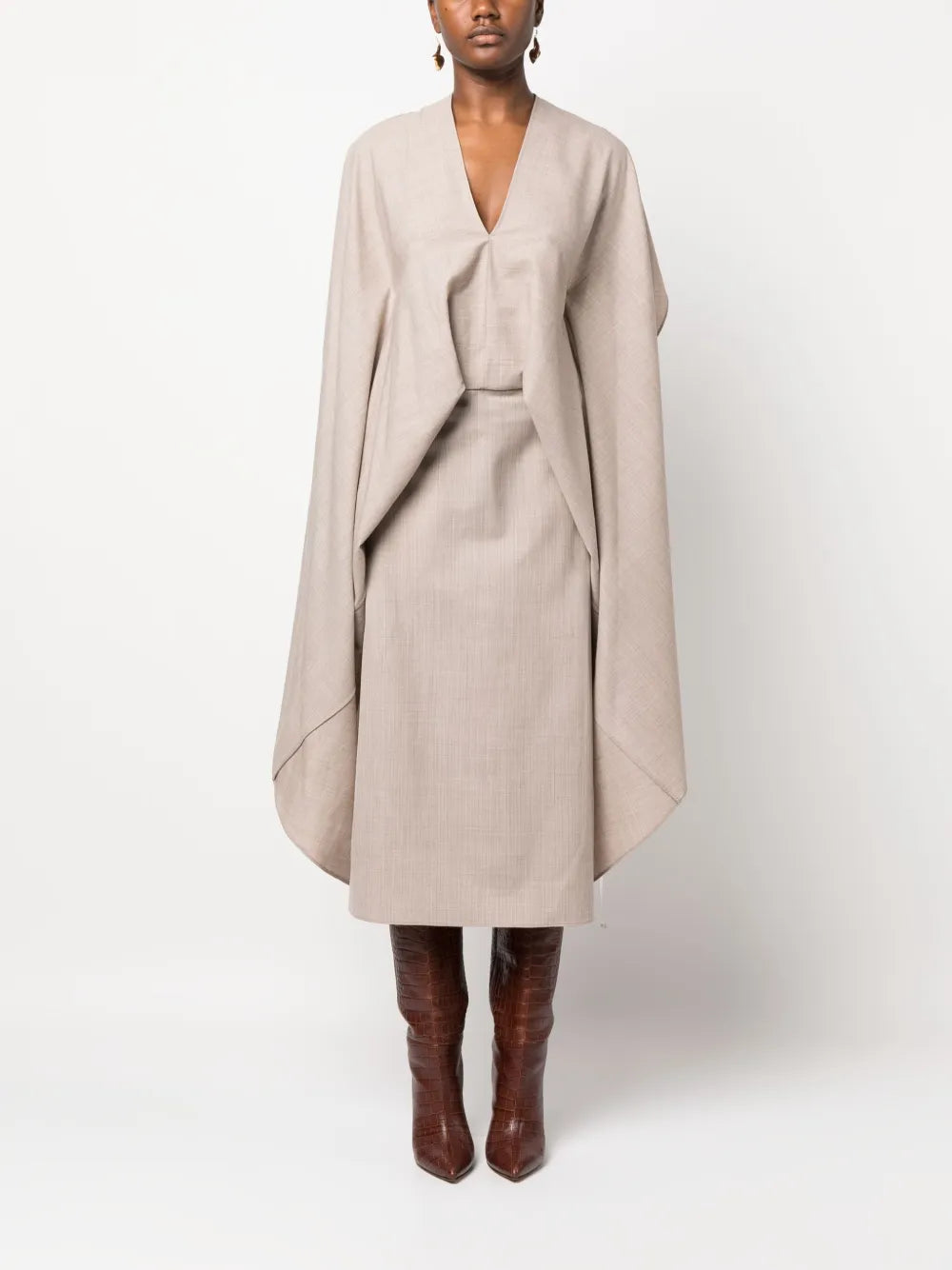 Fendi Draped Cape-Style Midi Dress - image 3