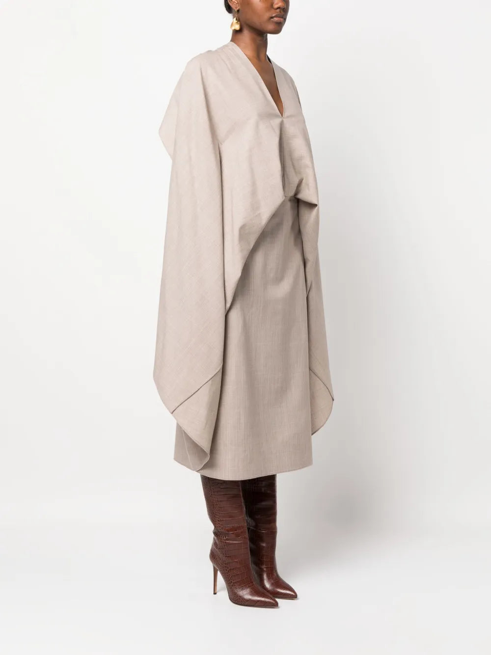 Fendi Draped Cape-Style Midi Dress - image 6