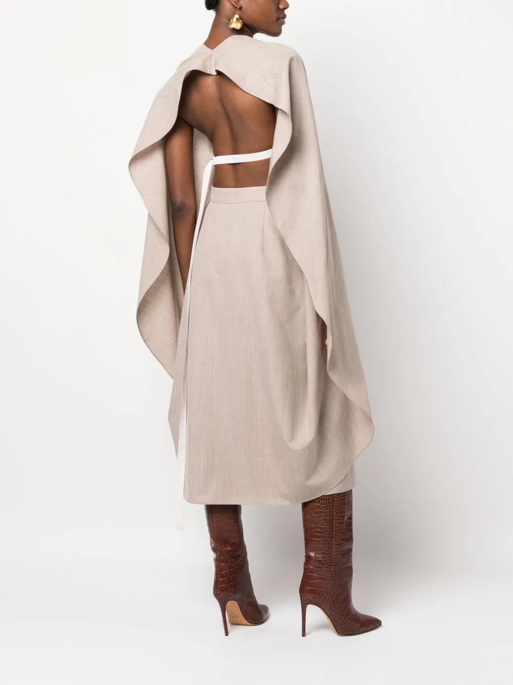 Fendi Draped Cape-Style Midi Dress - image 2