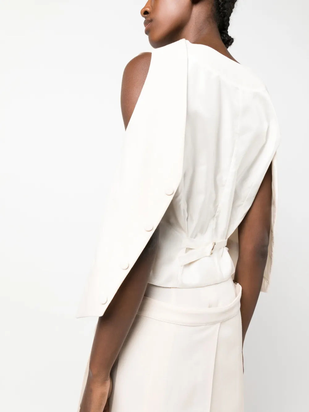 Fendi Ivory Draped Tailored Waistcoat - image 7