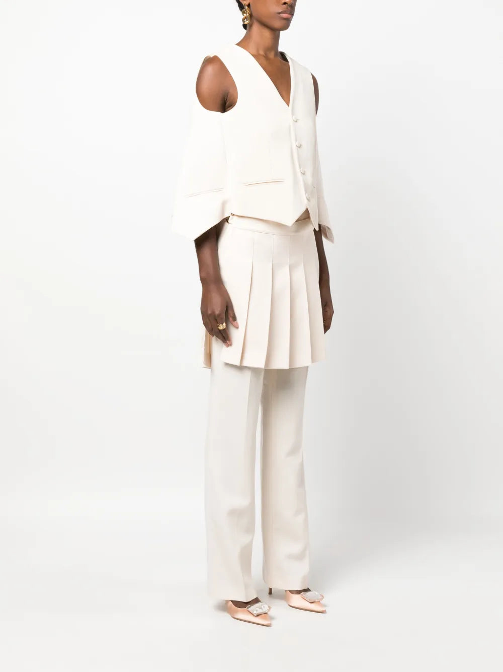 Fendi Ivory Draped Tailored Waistcoat - image 3