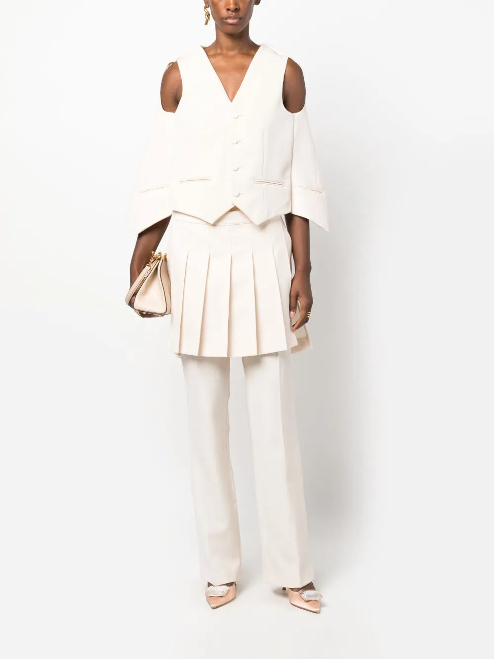 Fendi Layered Pleated Mini Skirt Trousers - image 2