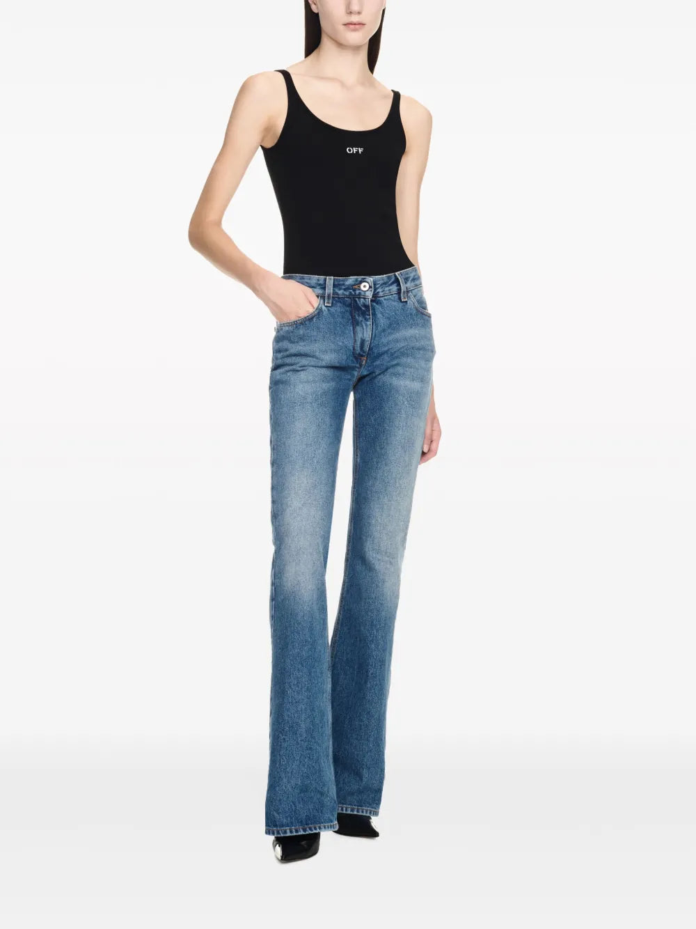 Off-White Vintage-Wash Flared Denim Jeans - image 2