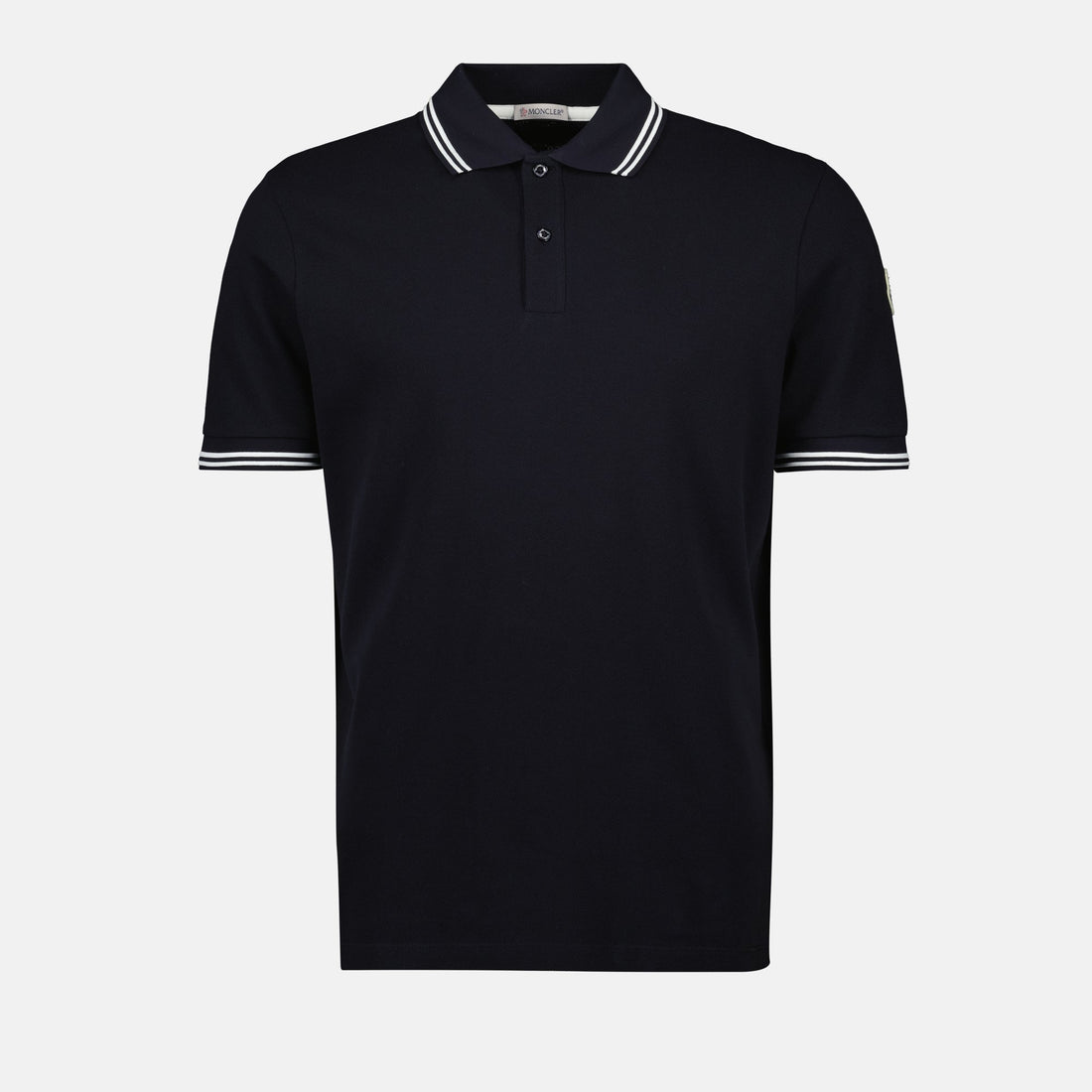 Navy Polo Shirt with Contrast Stripe Trim