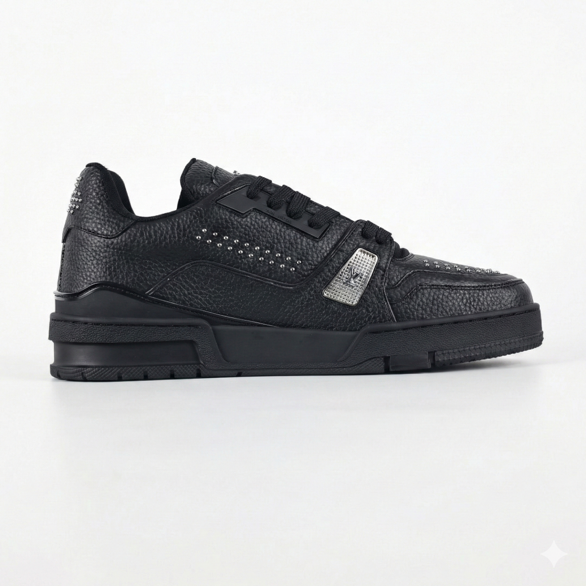 Louis Vuitton LV Black Leather Studded Low-Top Sneakers
