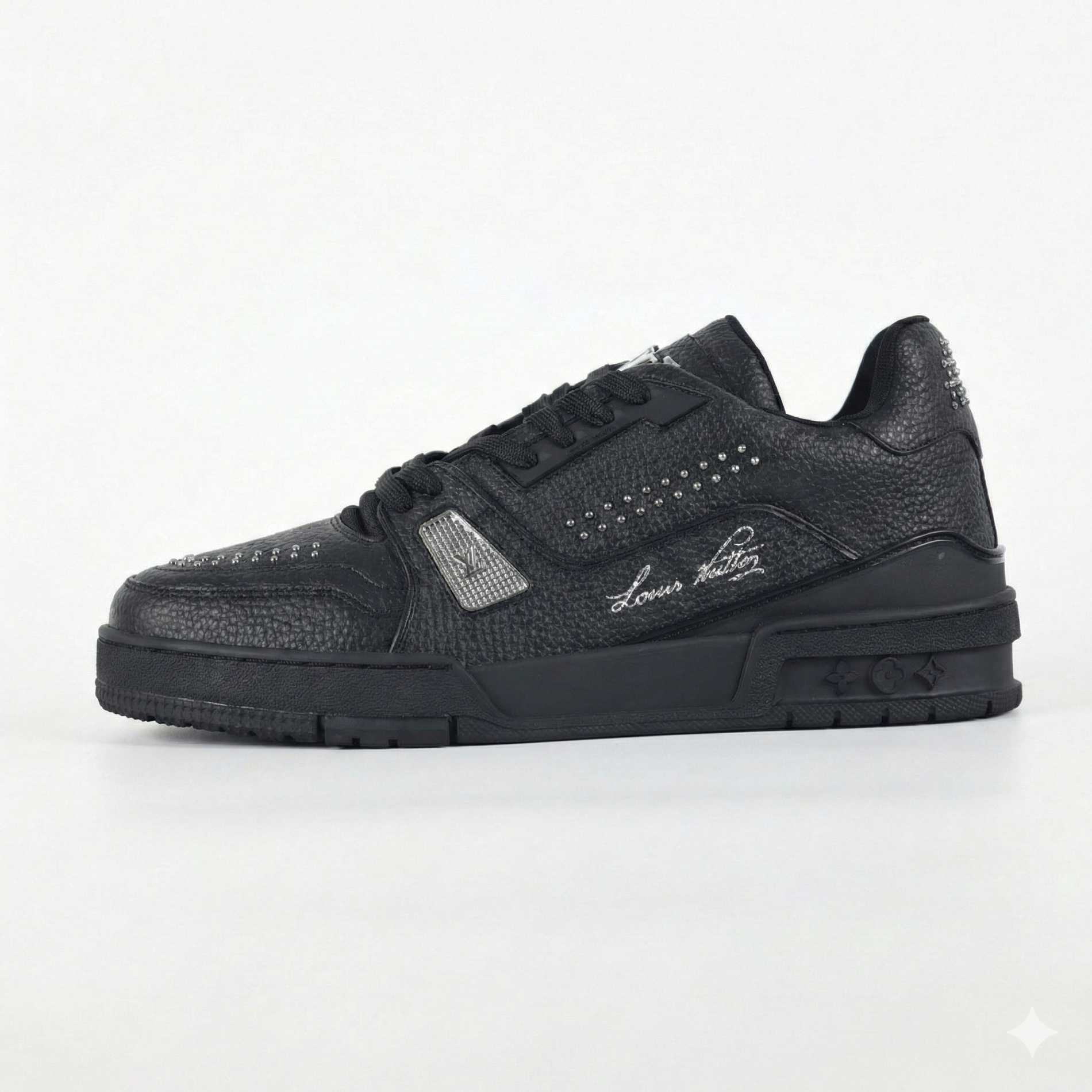 Louis Vuitton LV Black Leather Studded Low-Top Sneakers - image 2