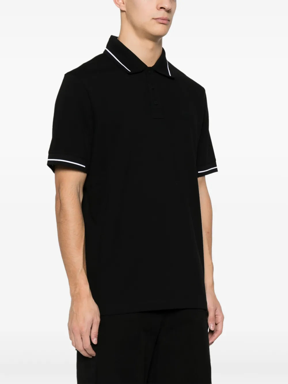 Moncler Moncler Black Polo Shirt with Tonal Logo and Contrast Trim - image 3