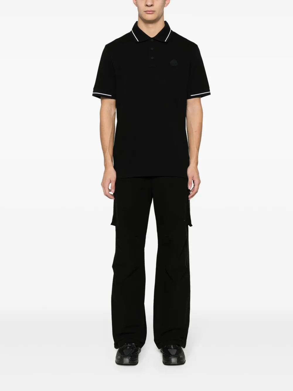 Moncler Moncler Black Polo Shirt with Tonal Logo and Contrast Trim - image 2