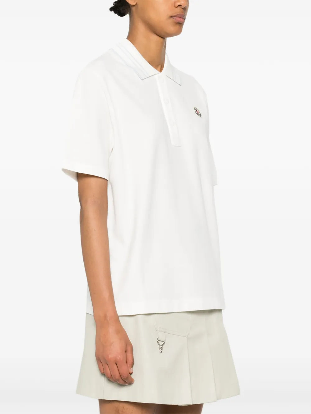 Moncler White Polo Shirt with Subtle Stripe Collar - image 3