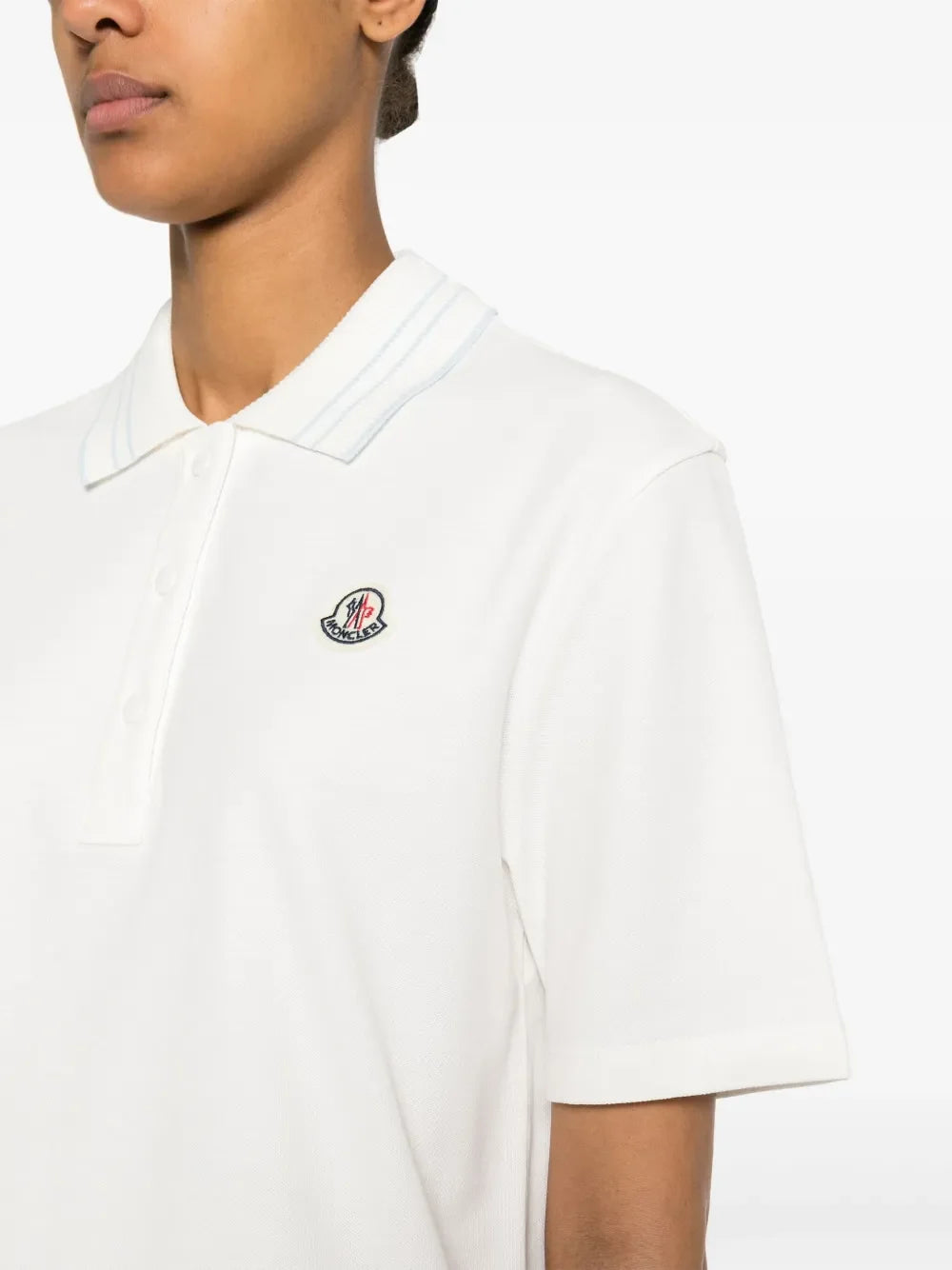 Moncler White Polo Shirt with Subtle Stripe Collar - image 7