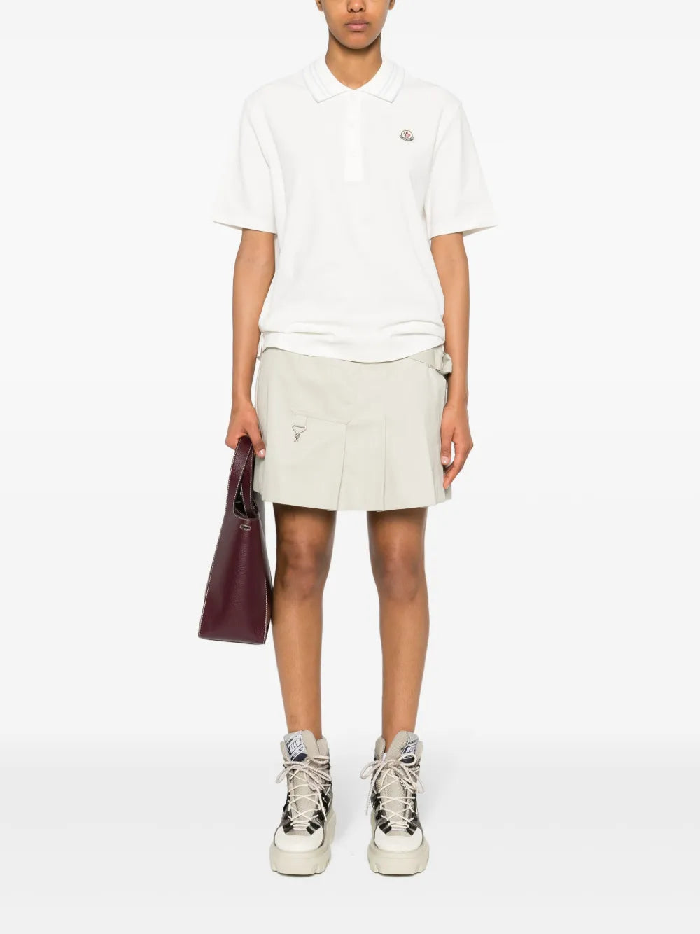 Moncler White Polo Shirt with Subtle Stripe Collar - image 2