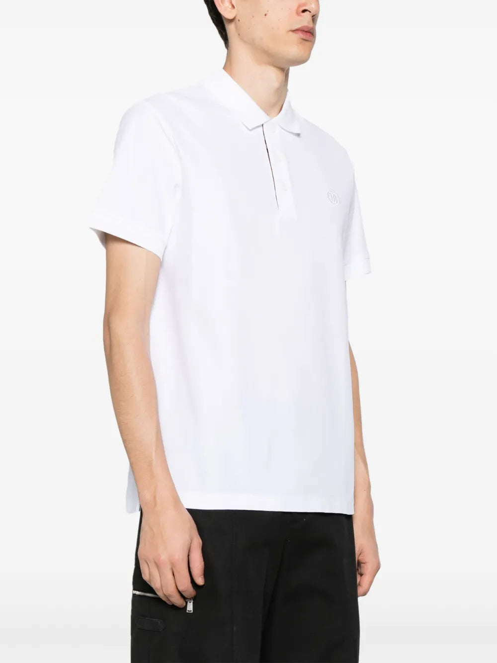 Burberry White Polo with Check Placket Detail - image 3