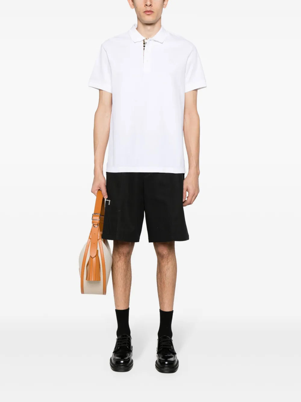 Burberry White Polo with Check Placket Detail - image 2