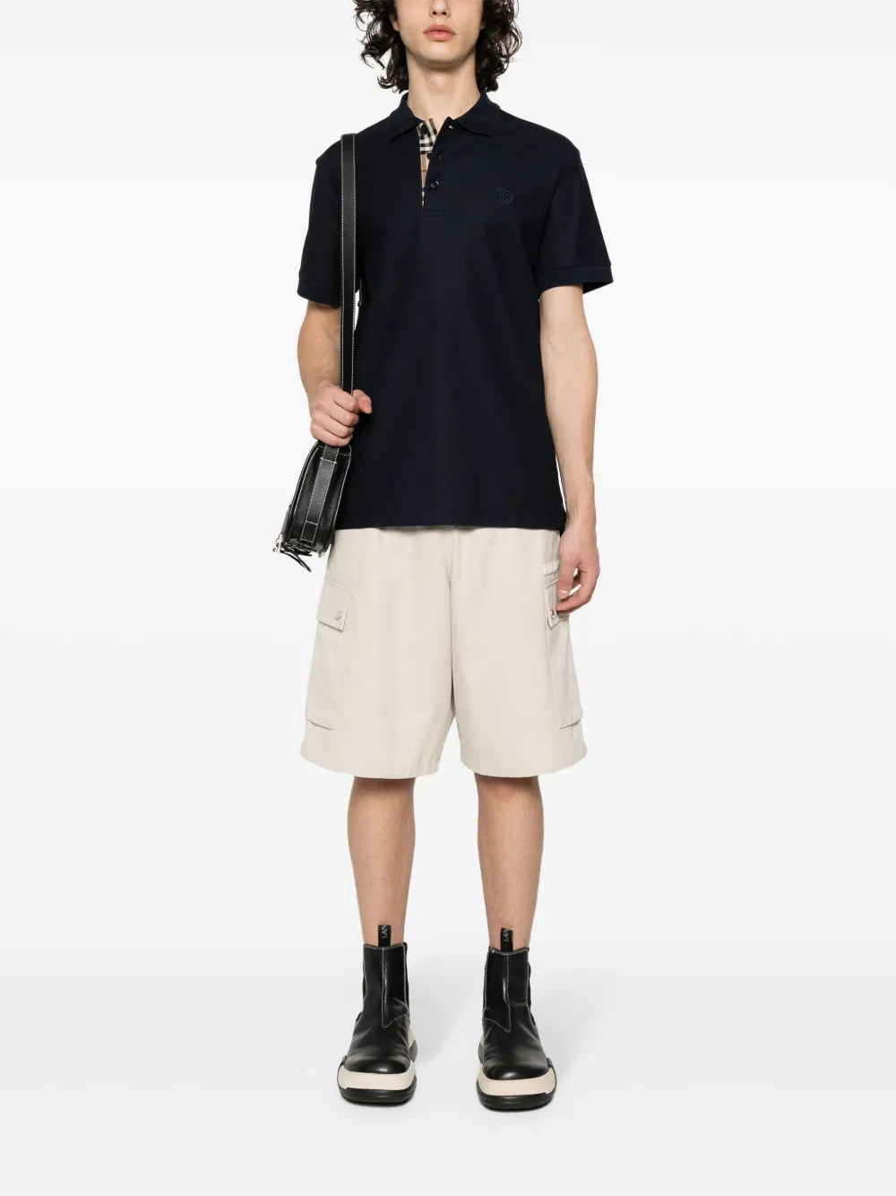 Burberry Navy Polo with Signature Check Placket - image 2