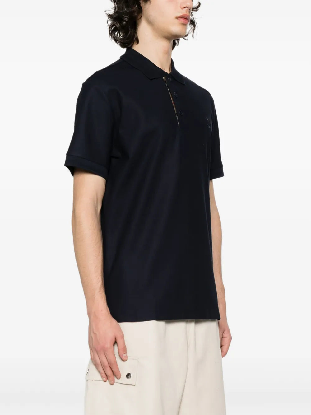 Burberry Navy Polo with Signature Check Placket - image 3