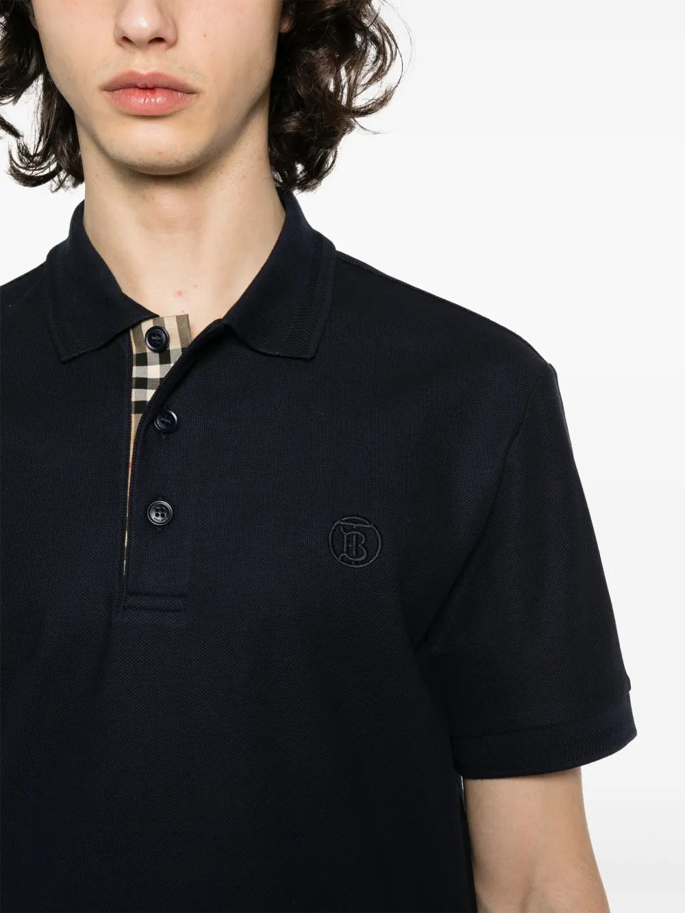 Burberry Navy Polo with Signature Check Placket - image 7