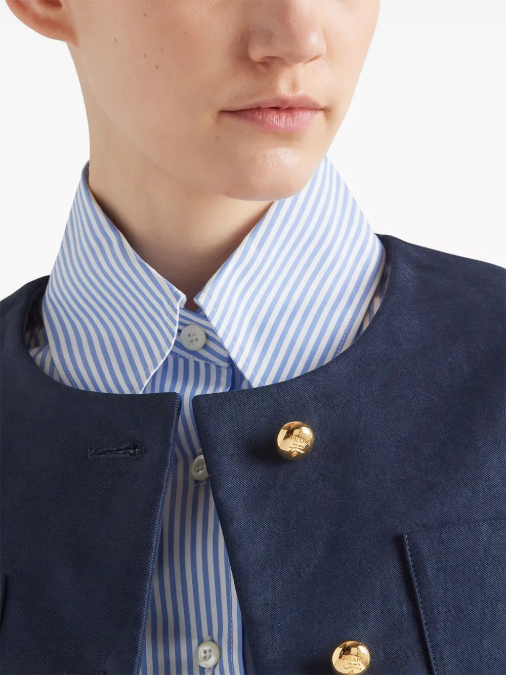 Prada Cropped Structured Jacket with Gold Buttons - image 6